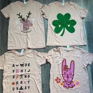 Set of 4 Girls Pink Holiday T Shirts